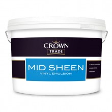 Crown Trade Mid Sheen Vinyl Emulsion White 10Lt