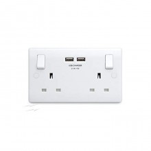 2 Gang Switched Socket with USB Outlets