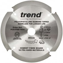Trend Fibreboard Saw Blade PCD 160mm x 20mm x 4T