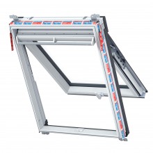 Keylite White PVC Top Hung / Fire Escape Thermal Roof Window 