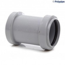 Polypipe WP26 Push Fit Waste Straight Coupling Double Socket 40mm Grey