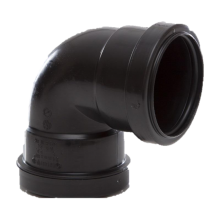 Polypipe WP64 Push Fit Waste Knuckle Bend 90D 50mm Black