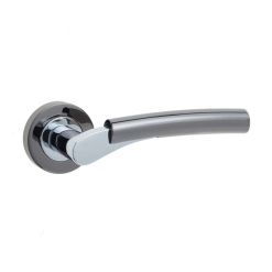 Arkus Door Handle On Rose Polished Chrome / Black Nickel