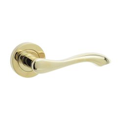 Gamma Door Handle On Rose PVD Brass