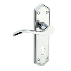 Paris Suite Door Handles on Lockplate Polished Chrome
