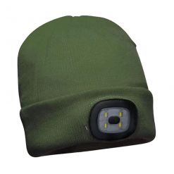 Rechargeable LED Light Khaki Beanie 