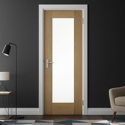 Shaker Internal White Oak 1 Light White Laminated Glazed Finished Door