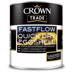 Crown Fastflow Quick Dry Eggshell White Paint 1L