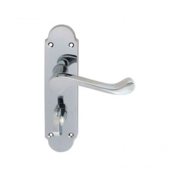 Epsom Suite Door Handle on Bathroom Plate Polished Chrome