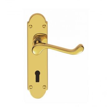 Epsom Suite Door Handle on Lockplate Polished Brass