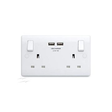 2 Gang Switched Socket with USB Outlets