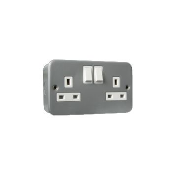 2 Gang Metal Switched Socket