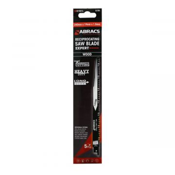 ABRACS Expert Wood Recip Saw Blade 240mm x 19mm x 1.5mm 5PC Pack