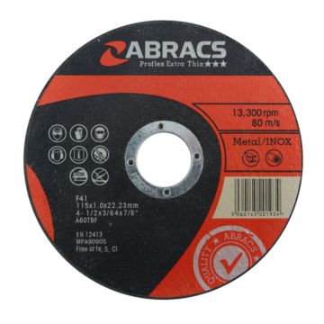 ABRACS Proflex Extra Thin Cutting Disc 115mm x 1.0mm x 22mm INOX