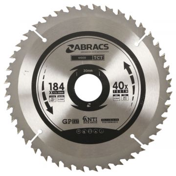 ABRACS Wood TCT Blade 184mm x 30mm x 40T (Cordless)
