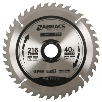 ABRACS Wood TCT Blade 216mm x 30mm x 40T