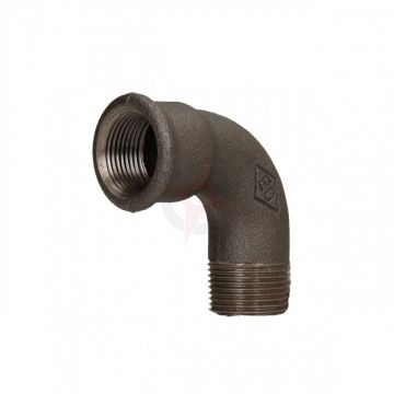 Black Iron 1/2" Male x Female 90 Degree Short Bend