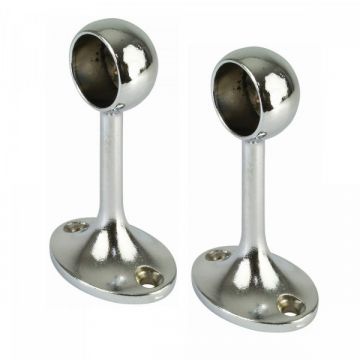 Chrome Rail End Hanging Brackets 25mm Oval Base