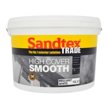 Sandtex Trade Brilliant White High Cover Smooth Masonry Paint 10L