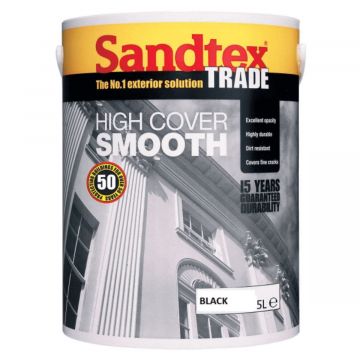 Sandtex Trade High Cover Smooth Masonry Paint Black 5L
