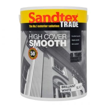 Sandtex Trade High Cover Smooth Masonry Paint Brilliant White 5L