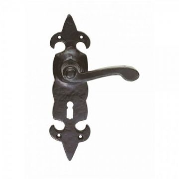 Fleur De Lys LF5504 Black Antique Lock Door Handles