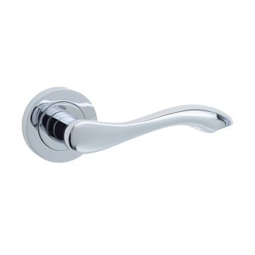 Gamma Door Handle On Rose Polished Chrome