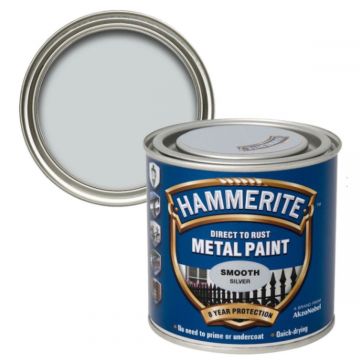 Hammerite Metal Paint Smooth Silver 250ml