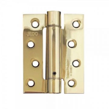 Jedo Steel Single Action Spring Hinges 102x76x2.7mm (PK of 3) Electro Brassed