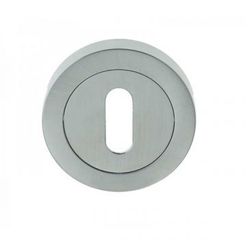 Jedo Designer Standard Keyway Escutcheons on 50mm Round Rose Satin Chrome