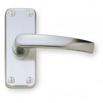 Contract Door Handle on Short Latchplate Satin Anodised Aluminium