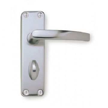 Contract Door Handle on Bathroom Plate Satin Anodised Aluminium