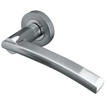 Modena Door Handle on Rose Polished Chrome/Satin Chrome