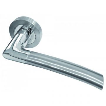 Lorenzo Door Handle on Rose Polished Chrome/Satin Chrome