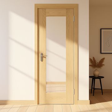 Shaker Internal White Oak 1 Light Clear Glazed Finished Door