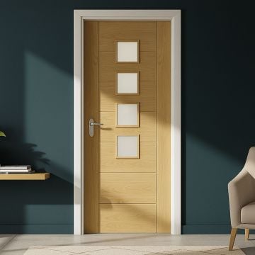 Palermo Internal White Oak 4 Lite Unlgazed Finished Door