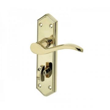 Paris Suite Door Handles on Bathroom Plate PVD Brass