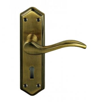 Paris Suite Door Handles on Lockplate Antique Bronze
