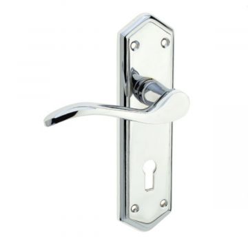 Paris Suite Door Handles on Lockplate Polished Chrome