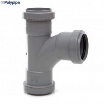 Polypipe WP21 Push Fit Waste Swept Tee 91.25D 32mm Grey