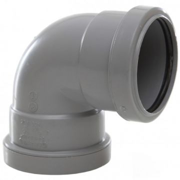 Polypipe WP64 Push Fit Waste Knuckle Bend 90D 50mm Grey