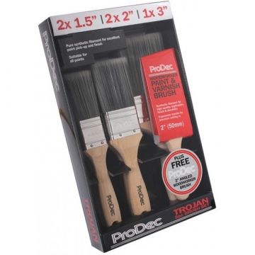 Prodec Trojan 6 Piece Brush Set Inc Free Woodworker Brush