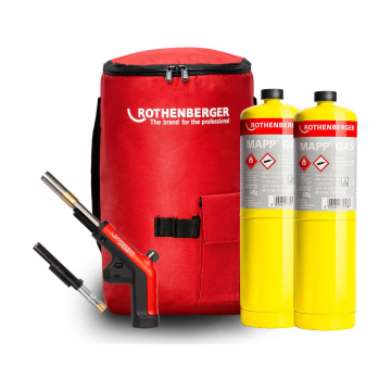 Rothenberger SuperFire PRO Gas Blow Torch 2 Bottles MAPP Gas & Hot Bag Set