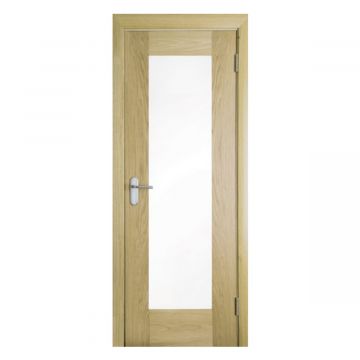 Shaker Internal White Oak 1 Light White Laminated Glazed Finished Door