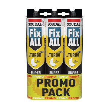 Soudal Fix All Turbo Adhesive Sealant White 290ml - Triple Promotion Pack