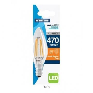 Status LED Clear Candle Bulb 4W Warm White SES
