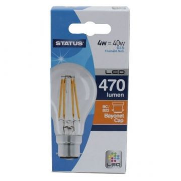 Status LED Clear  GLS Bulb 4W Warm White BC