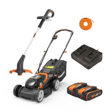 Worx 40V Cordless Lawnmower and 20V Grass Trimmer Kit