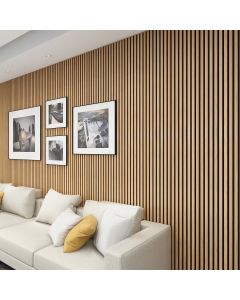 Natural Oak Veneer Wrapped MDF Acoustic Wall Panel 2400mm x 600mm