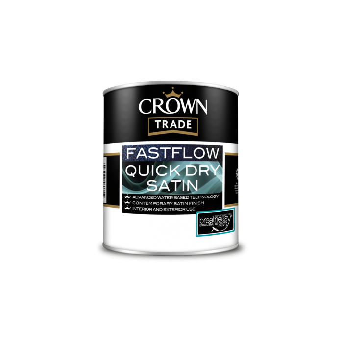 Crown Trade Fastflow Quick Dry Satin White 1L main product photo